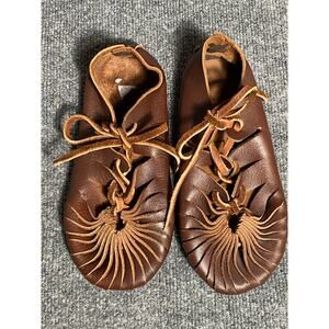 Vintage Renaissance Brown Medieval Ghillies W Sz US9/EU40 Handmade  Real Leather